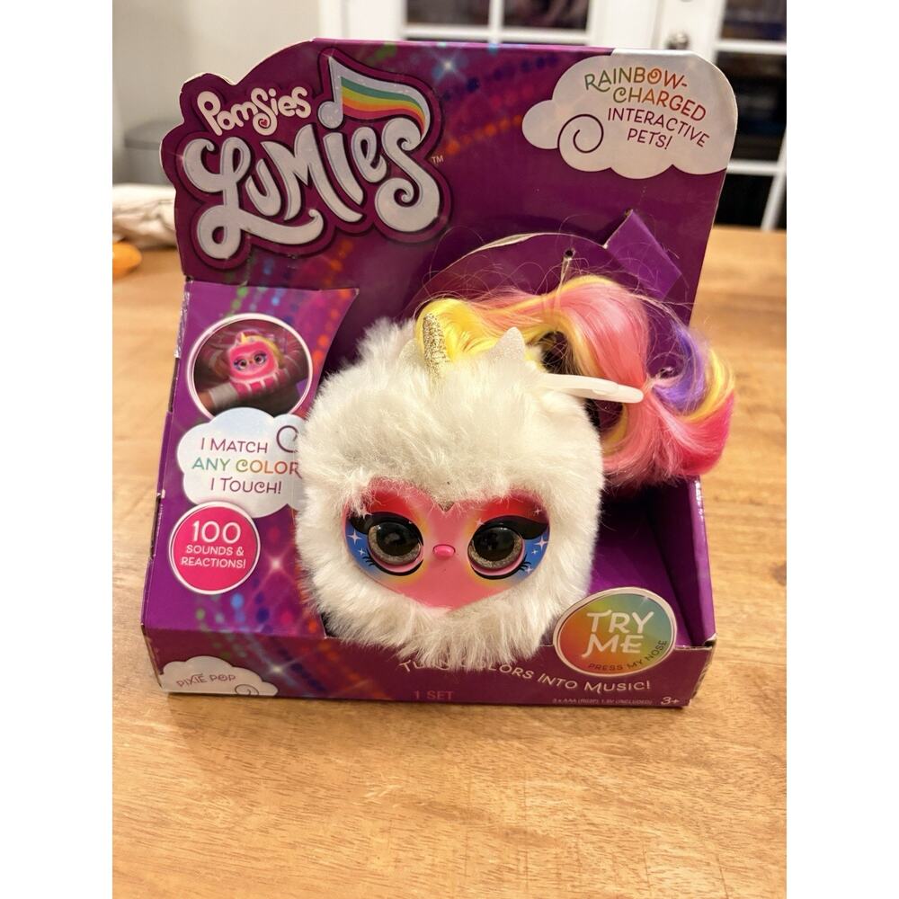 Pomsies Lumies Sparkle Rush Rainbow-Charged Interactive Pets - Pink Face